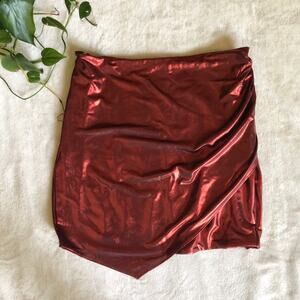 Revolve H:ours Red Metallic Mini Skirt